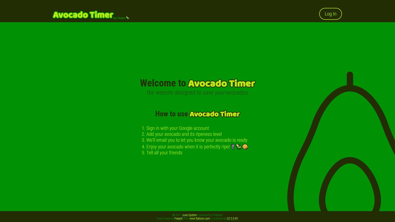 a screenshot of the avocado timer website